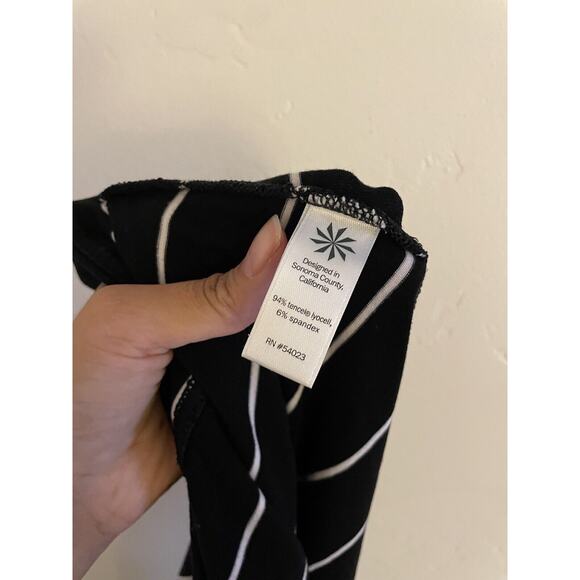 Athleta Skirt Women's Small Black White Stripes Oceana Midi Side Slit Activewear - Picture 5 of 6